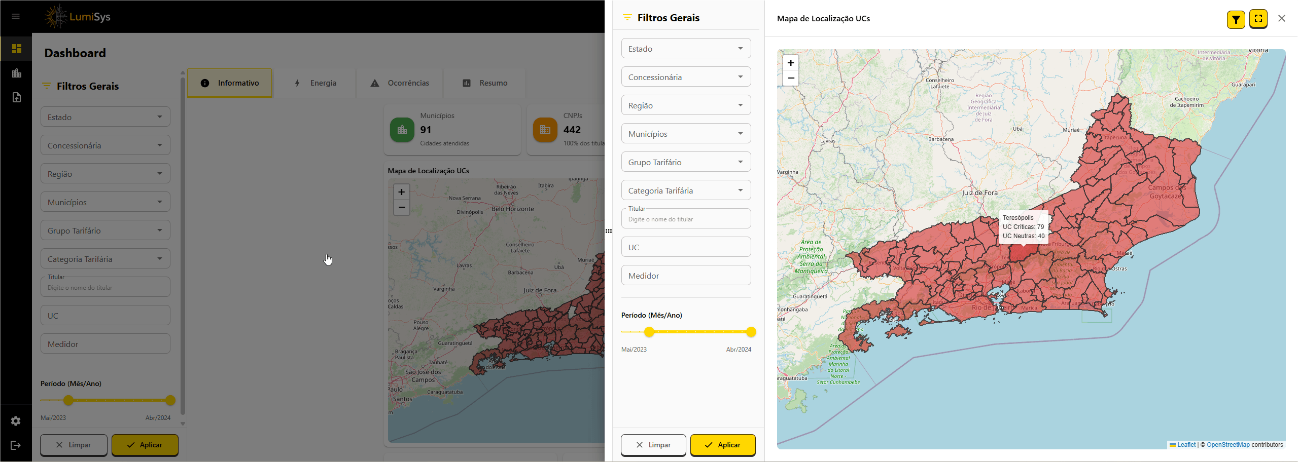 Filtros Avançados e Mapa